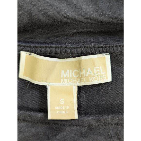 MICHAEL KORS! BLACK STRETCH JERSEY SHIRRED SIDES, ZIPPER DETAIL TOP, SHIRT! SZ S - Picture 7 of 10